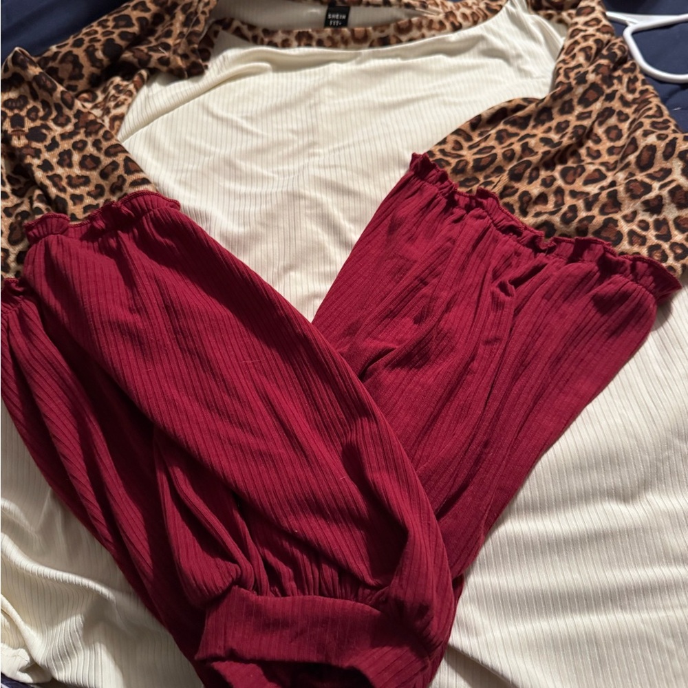 Stylish Red blouse with Leopard Accents